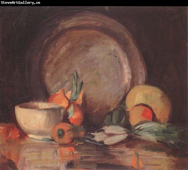 Percy Gray Still Life with Copper Plate and Vegetables (mk42)